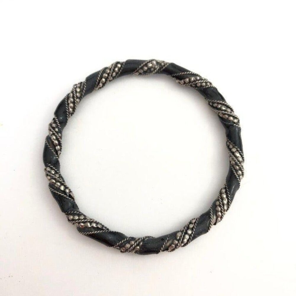 Black & Silver Ethnic Boho Bangle